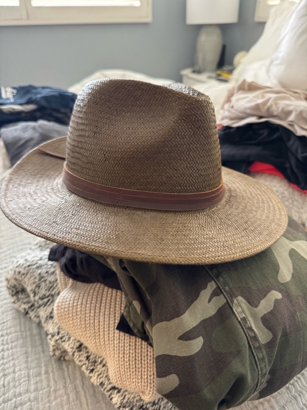 Brixton Brown Straw Fedora with Black Inner Band